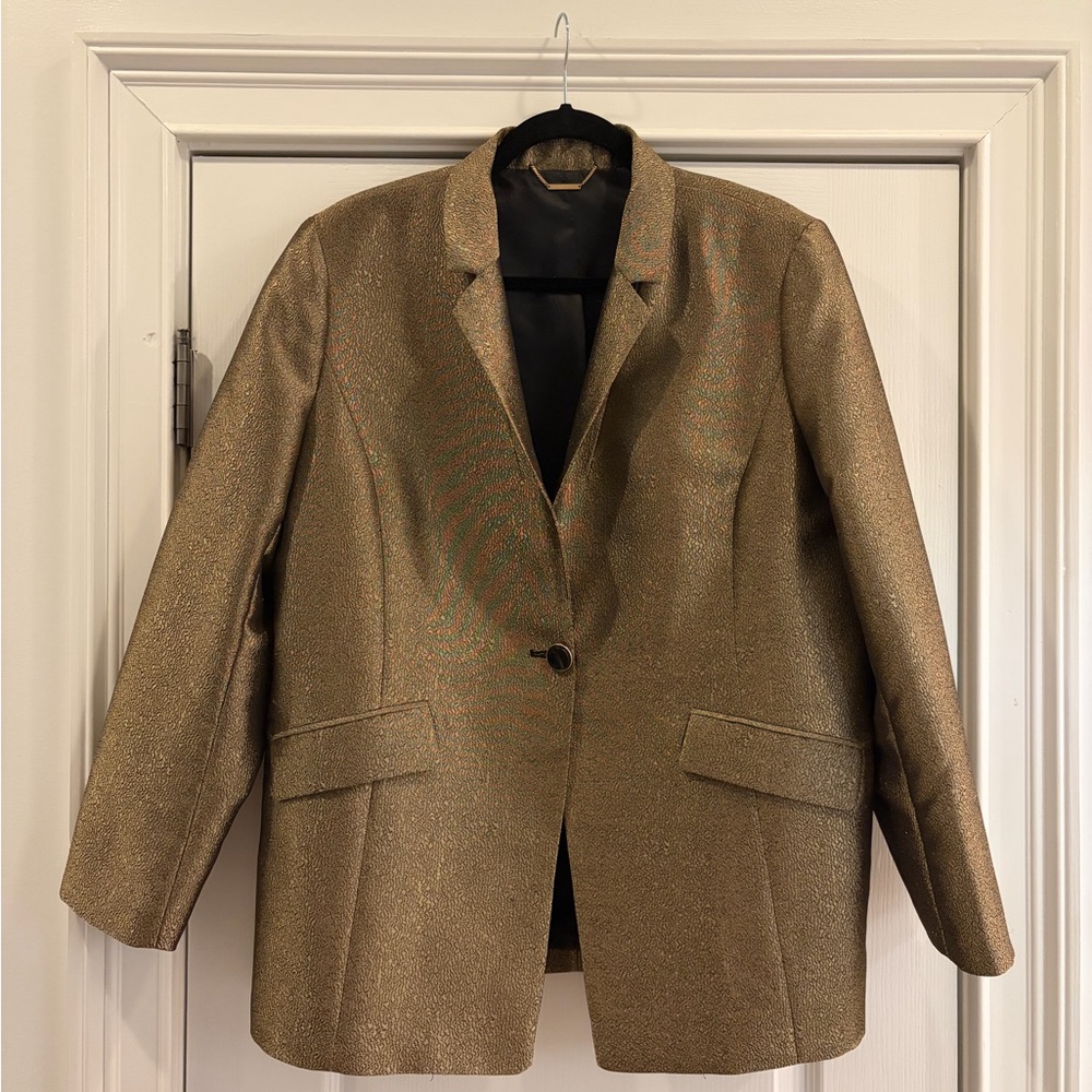 Chico's BLACK LABEL Metallic Gold Blazer (3)